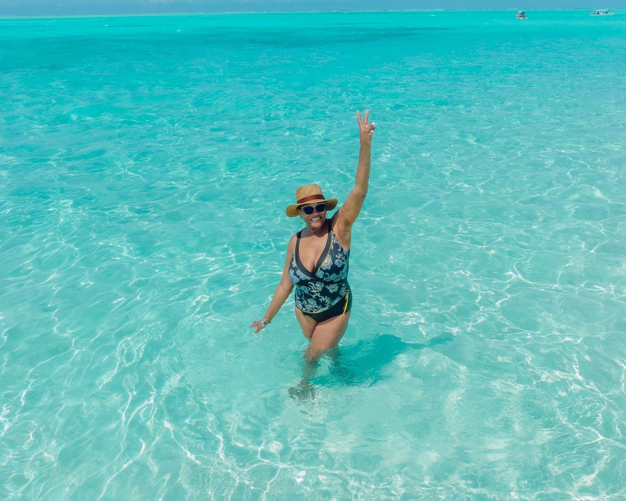 Travel Diva in clear Zanzibar ocean waters
